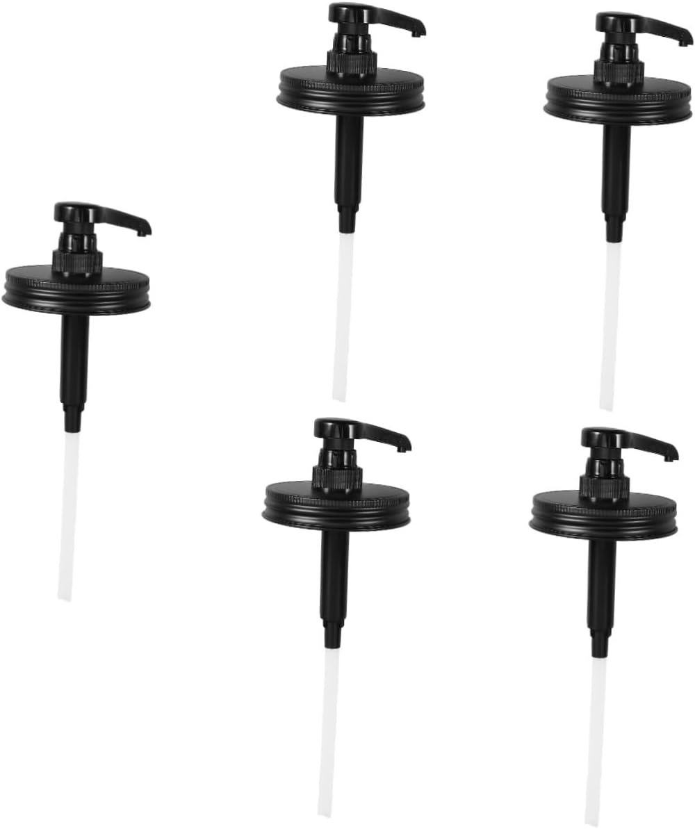 5pcs Kitchen Syrup Pump Dispenser for Jars Versatile Condiment Pump for Jam Honey and Syrups Easy to Install No Waste Design for Home and Dining Table