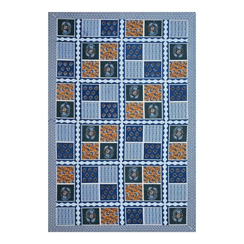 Image of 100% Cotton Single Bedsheet with 1 Pillow Cover | 240 TC Pure Cotton Flat Bed Sheet | Traditional Jaipuri Printed Bedding Set | Soft & Breathable | 60 x 90 Inch (Rangmahal Single 64)