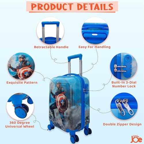 Image of JUNIOR JOE 20 Inch Kids Suitcase with 4 Wheel Travel Trolley Bag (4 Day Trip) (Sky blue-20inch)