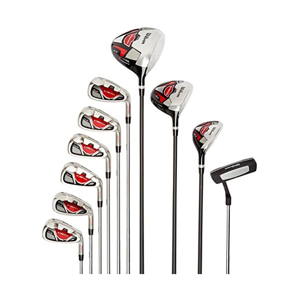 Wilson-Set-completo-para-principiantes-10-palos-de-golf-con-bolsa-de-transporte-Hombre-Stretch-XL-NegroGrisRojo