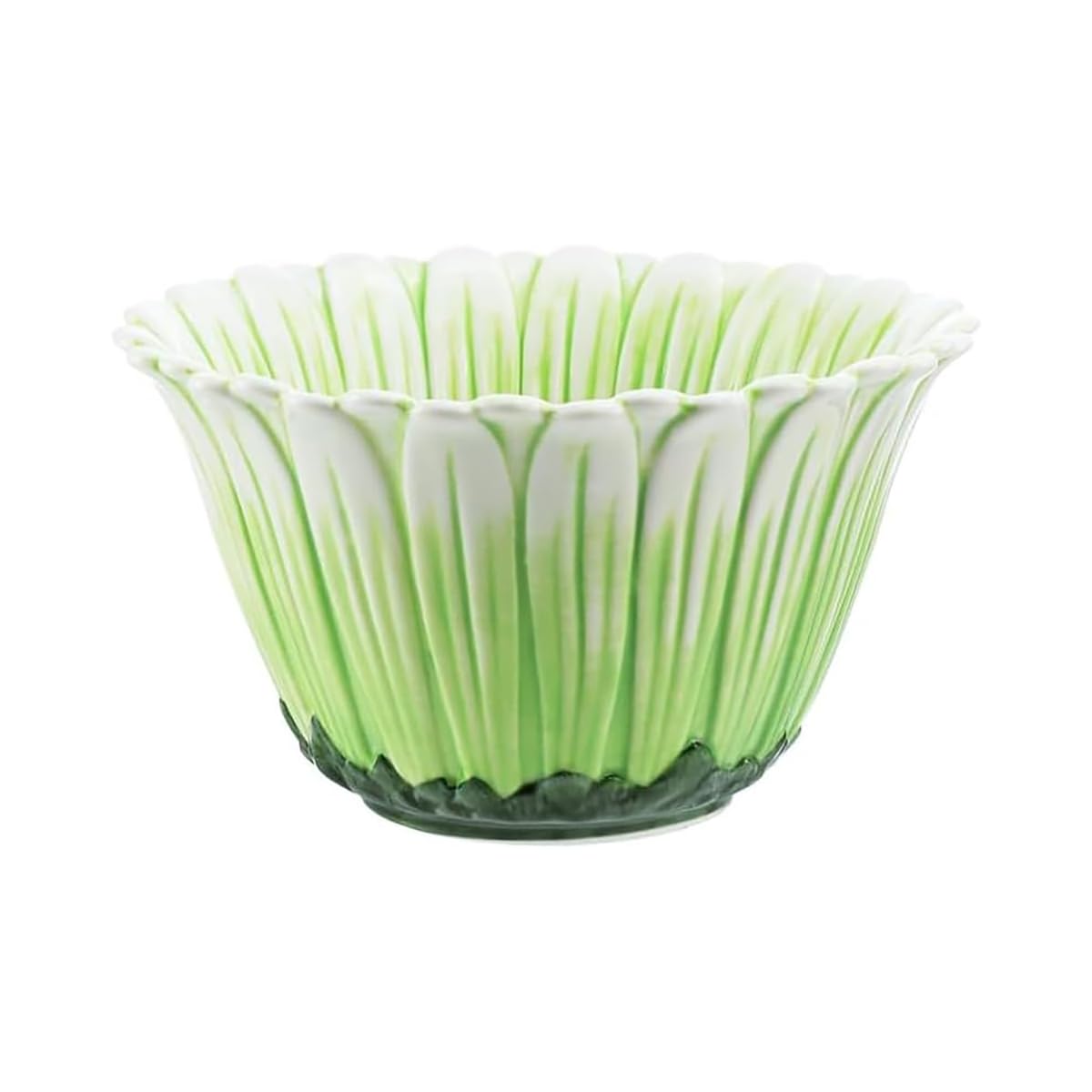 SOCOSYGreen Daisy Shaped Salad Bowls, Pasta Bowls, Ceramic Serving Bowls for Soup, Fruit, Mashed Potatoes, Oatmeal, Noodle, Ramen, Cereal, Dishwasher and Microwave Safe-Daisy-1PCS-6 Inch