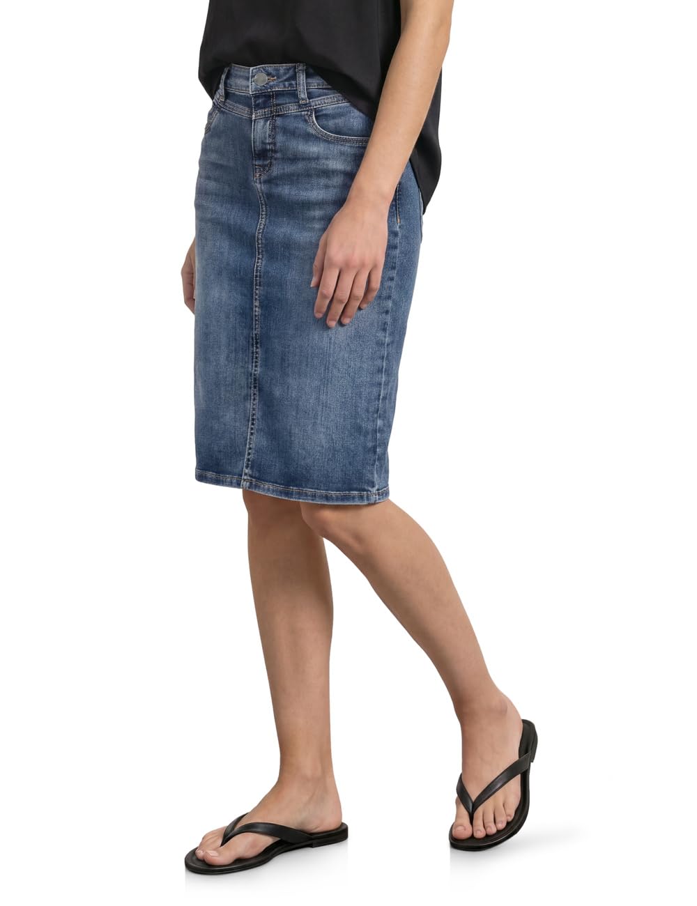 Street One Damen High Waist Midirock mit Knopfdetails