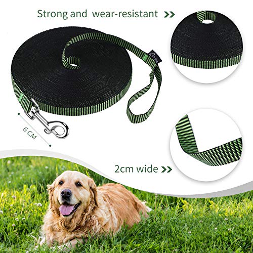 Image of Hi Kiss Dog /Puppy Obedience Recall Training Agility Lead - 15ft 20ft 30ft 50ft 100ft Training Leash - Great for Training, Play, Camping, or Backyard(15ft,Black Green)
