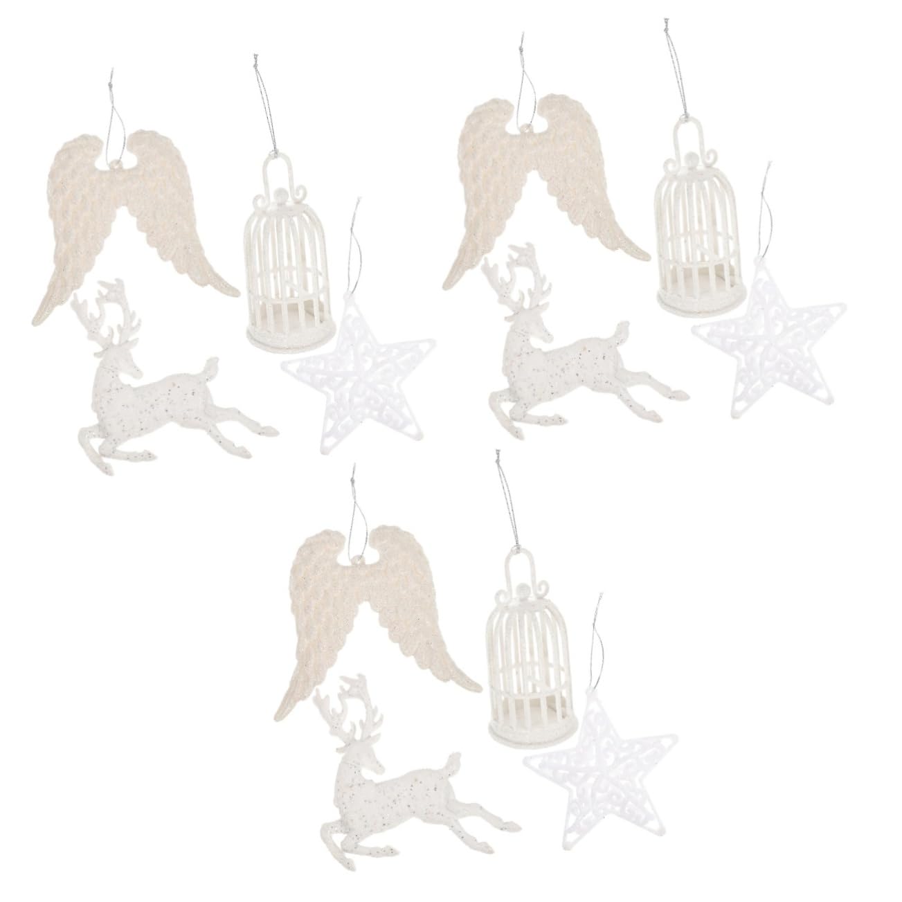 ULTECHNOVO 3 Set Ornamenti Per L'albero Di Natale Decorazioni Sospese in Decorazione Dell'ornamento Animale Ornamenti Di Animali Schiuma Bianca 4 Pezzi * 3