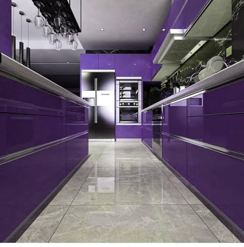 Image of ONETON Glossy Purple Contact Paper Decorative Self Adhesive Counter Top Peel and Stick Wallpaper for Kitchen Cabinets Shelf Drawer Liner Desk Dresser (Purple Glossy WP, 24x120 inch)