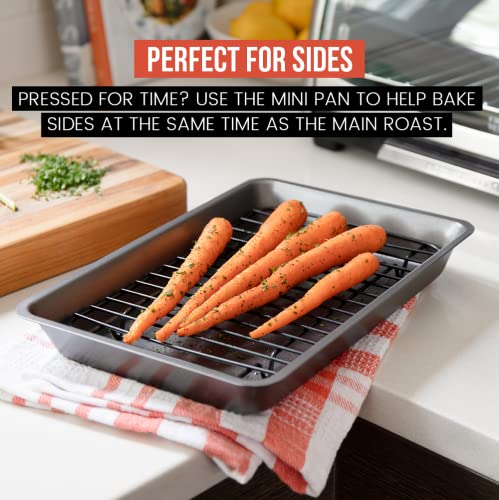 image for Chef Pomodoro Nonstick Carbon Steel Small Roasting Pan with Rack, Roas