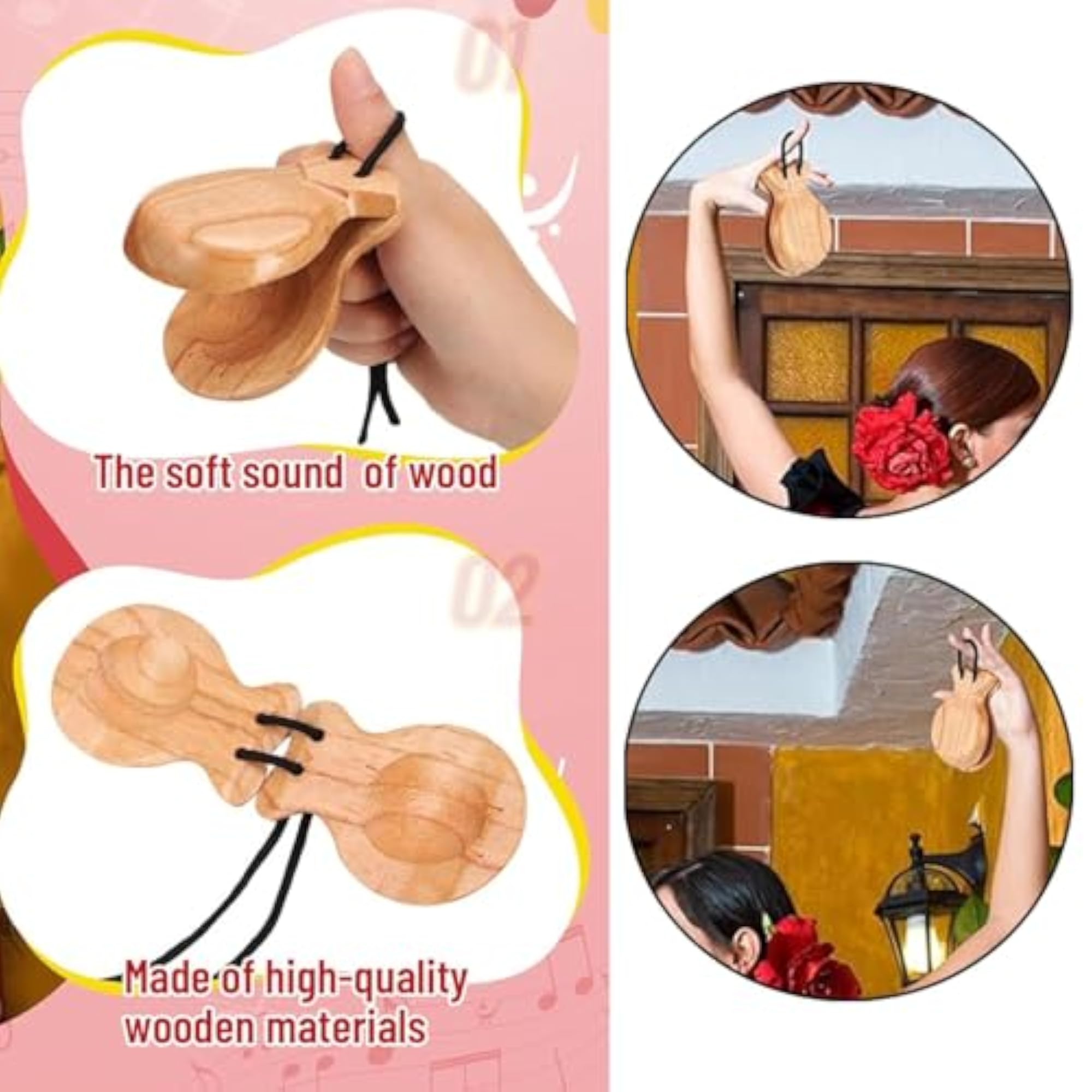 2Pcs Spanish Castanets Music Instrument
