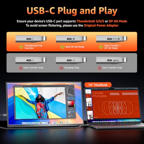 Image of kksmart Portable Monitor for Laptop MacBook Surface PC Xbox PS5, Travel Monitor Second Screen for Laptop, HDMI USB-C VESA Compatible Built-in Speaker, 18.5