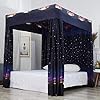 Mengersi Betthimmel Bettvorhänge für Erwachsene Galaxie-Muster Bettvorhänge Schlafzimmer Dekoration Zubehör (Kingsize, Schwarz)