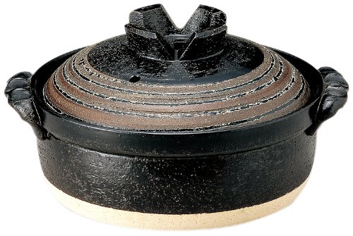 Amazon｜三陶 土鍋7号 1-2人用 黒釉ライン 萬古焼 IH対応 11667｜土鍋