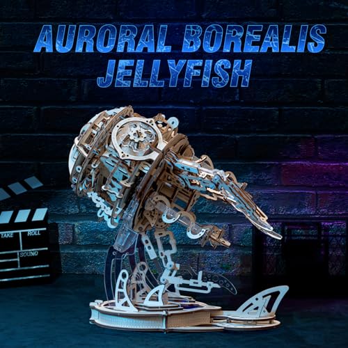 3D Wooden Puzzles for Adults, 3D Puzzle Model Aurora Jellyfish Toys Building Kits, DIY Wood Crafts Cool Toy Hobbies for Men Women, Creative Assembly Gifts - Image 2