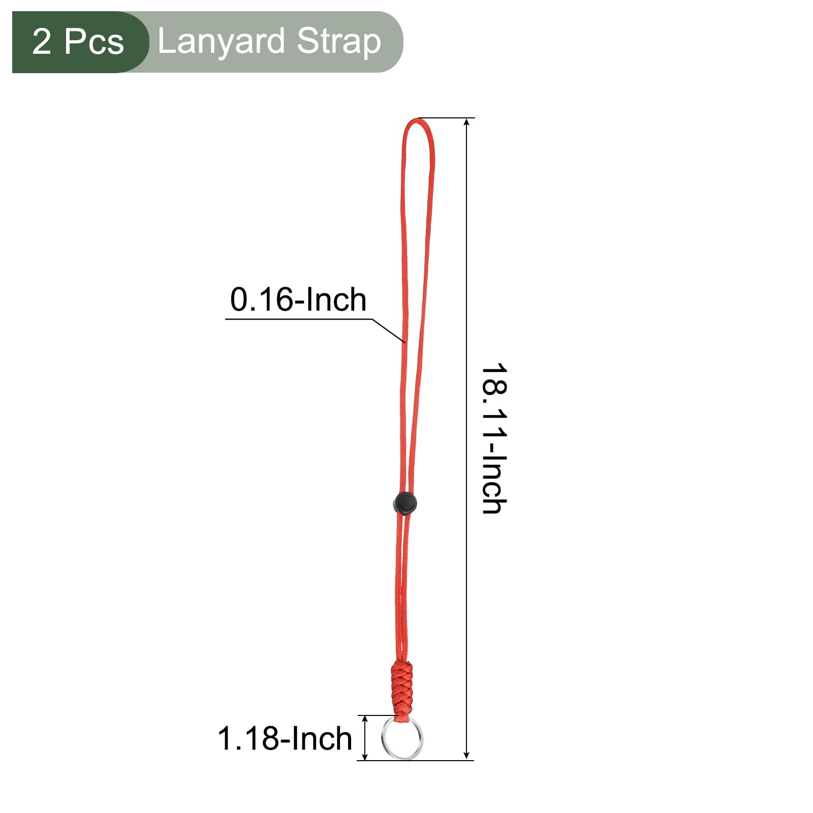 YOKIVE 2 Pcs Paracord Lanyard with Keyrings, Necklace Keychain Cord Metal Hooks Straps, Red, 18 Inch - Image 2