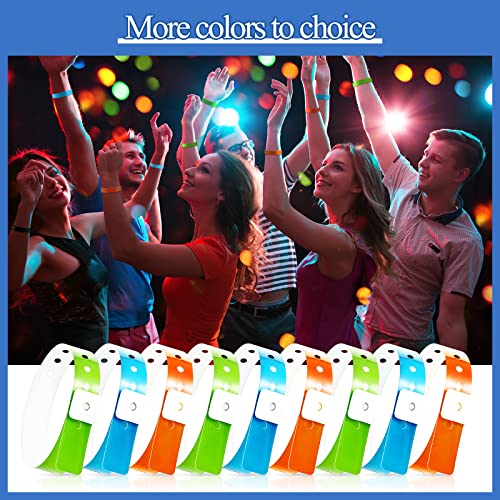 Image of Henoyso 600 Pcs Green Plastic Wristbands for Events Vinyl Waterproof Pool Wristbands Neon Color Plastic Bracelet for Party Events Arm Band Identification for Concerts Carnivals (Blue,Orange)