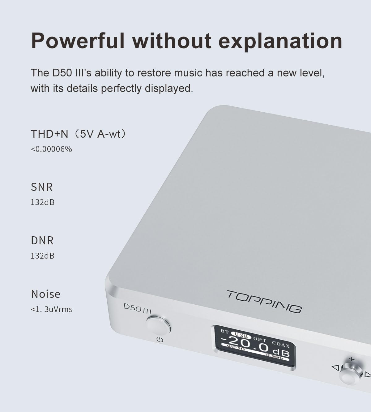 Table of Topping D50 III DAC parameters