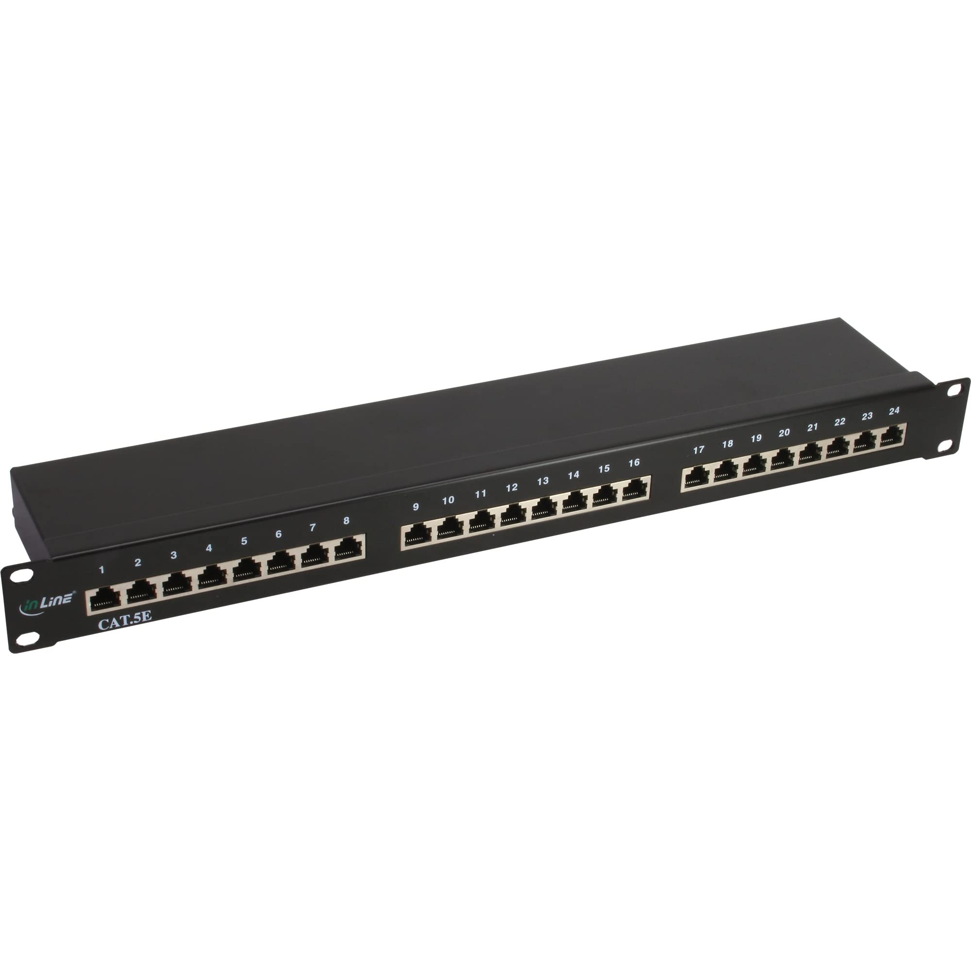 InLine 74224B Patchfeld Cat.5e 24-fach, 48,26cm (19"), 1HE, schwarz, RAL9005
