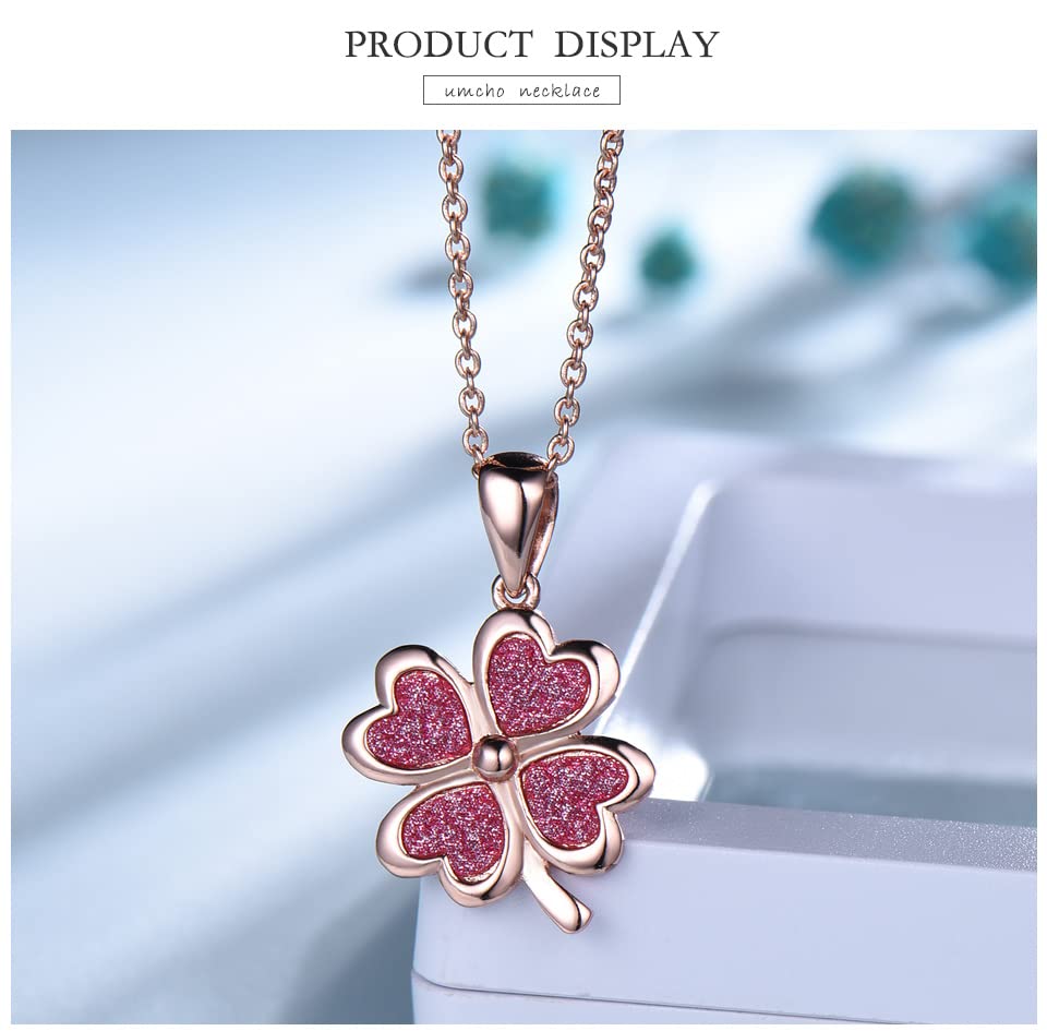 Collier argent trèfle rose hypoallergénique contre les irritations de peau
