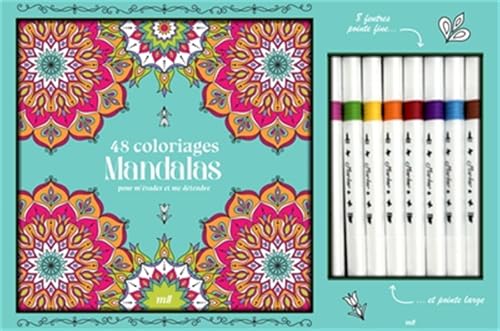 Coffret Coloriages - Mandalas: Un carnet à colorier avec des feuilles détachables et 8 feutres