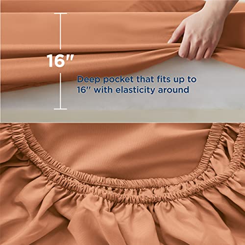 Bedsure Full Size Sheet Sets - Soft 1800 Sheets For Full Size Bed, 4 Pieces Hotel Luxury Burnt Orange Sheets Full, Easy Care Polyester Microfiber Cooling Bed Sheet Set #TOP5