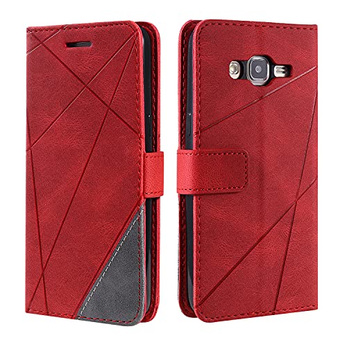 SONWO Coque pour Galaxy Grand Prime, Etui en Cuir PU Portefeuille Housse Fermeture Magnétique und Flip pour Galaxy Grand Prime, avec Fermeture Magnétique, Rouge