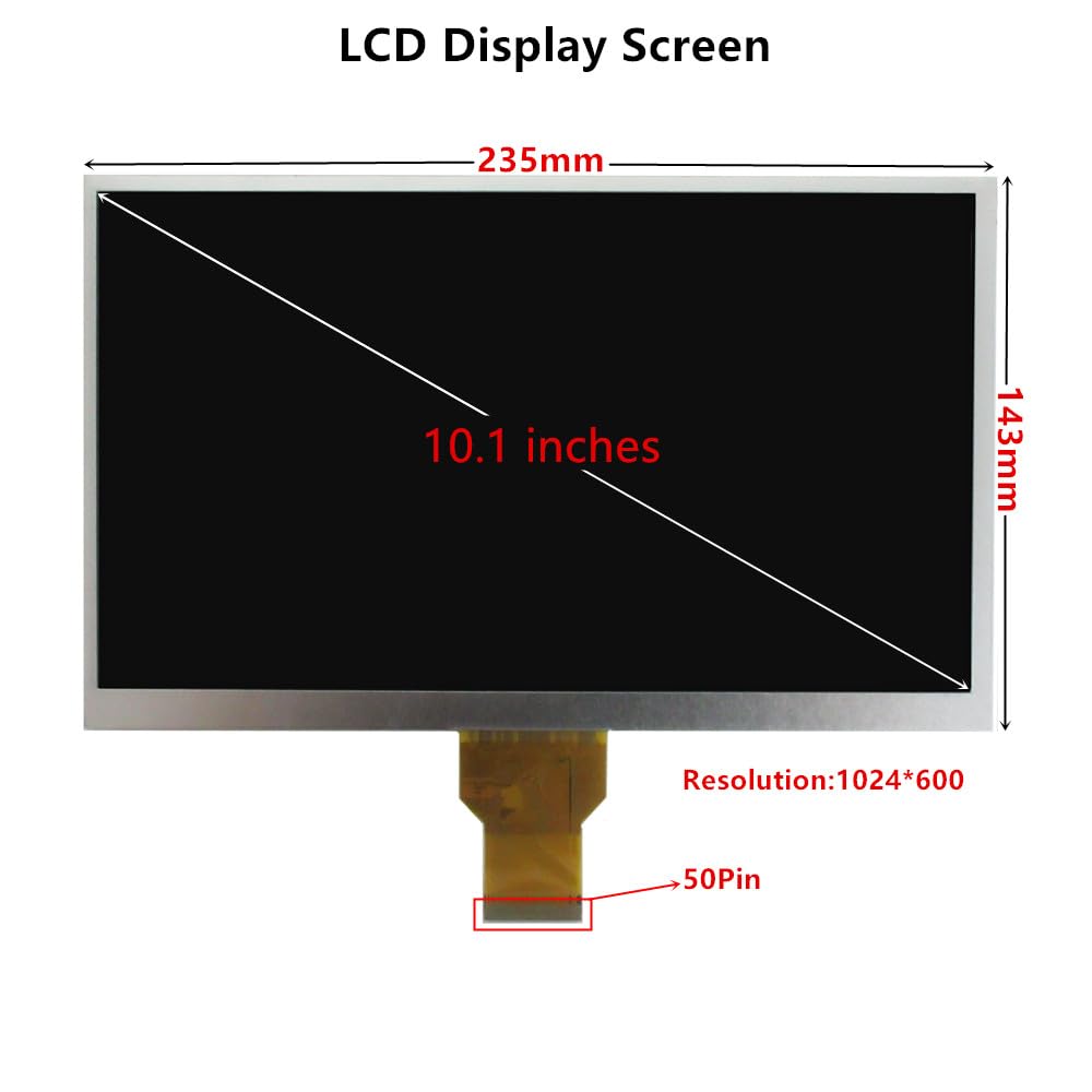 10.1 Inch 1024x600 Universal 50Pin LCD Display Screen Panel for Tablet PC Industrial Equipment Replacement Parts