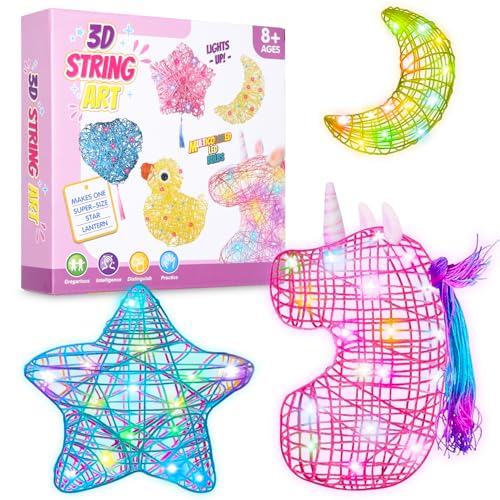 Goxiry 3D String Art Kit für Kinder, Bastelsets für Kinder ab 8 9 10 11 12 Jahren, DIY Laternen Kunst Bastelsets, Laterne Handgefertigte Dekorationen Geburtstags Geschenke