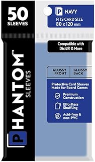10 Packs Phantom Sleeves: Navy Size (80mm x 120mm) - Gloss Gloss (50) (Compatible with: Dixit and More) Display Case
