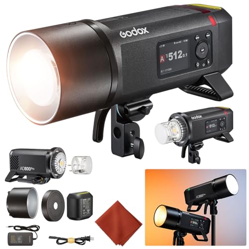 GODOX AD800Pro 800W TTL lampa błyskowa zewnętrzna, 2,4 G Wireless HSS 1/8000s, zdejmowana bateria litowa, 10-stopniowa regulacja, 40 W, podwójny tryb lampy 2800K-6000K, czas ładowania 0,01-1,5, 300