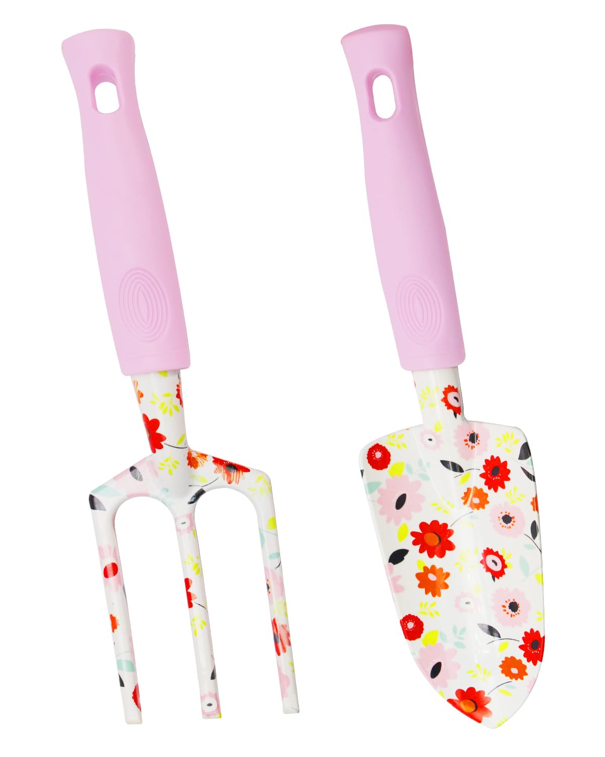 Garden Tool Set, 2 PCS Heavy Duty Aluminum Alloy Garden Tools, 2 PCS Pink Floral Pattern Gardening Tools, Gardening Supplies with Trowel, Hand Fork, Gift Box, Ideal Gardening Gifts for Women