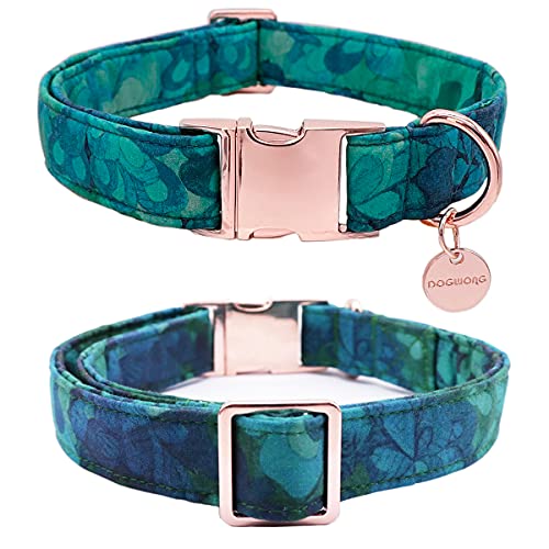 DOGWONG Cotton Dog Collar with Bowtie Summer Leaf Green Pet Collar St.Patrick' s Day Dog Collar for Large Small Medium… - Image 3