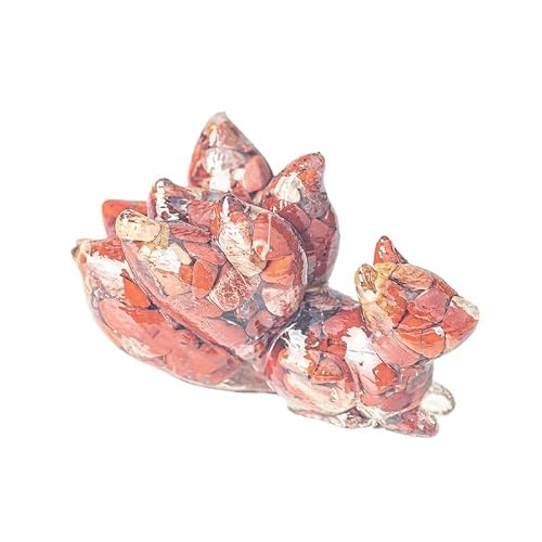 HUFFA Nine-Tailed Fox Figurine | Crystal Resin Fox with Natural Crystal Stone for Home and Office Decoration