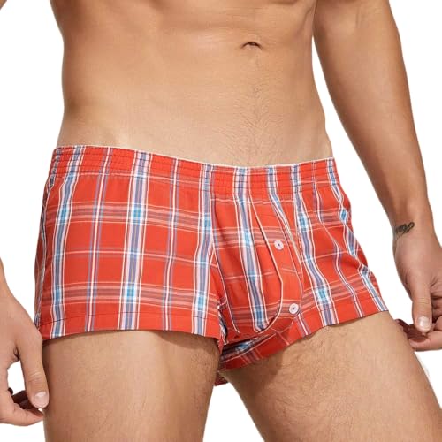 Banana Bucket Men's Cotton Low Rise Boxer Plaid & Stripe Printed Underwear Comfortable Pajama Trunks3
