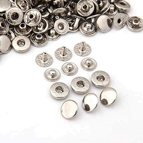HIRDAY 50 Set Metal Sewing Press Studs Buttons Snap Fastener Popper 10mm