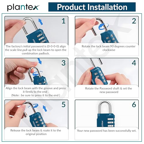 Image of Plantex 4-Digit Code Combination Door Locks /Number Lock /Locks for Luggage Bags for Travel /Portable Luggage Lock /Travel Lock for Briefcase /Laptop Bags - Pack of 1 (Blue)