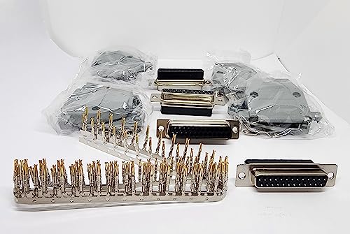 Kit 4 sets conector DB25 hembra con capuchas y 100 pines miniatura 1