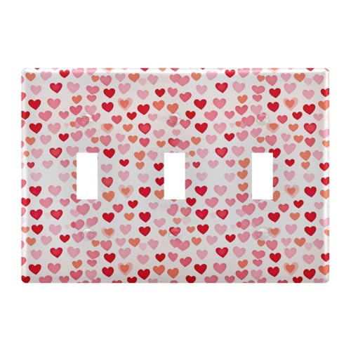Light Switch Cover Red Heart Valentine Wall Plates for Electrical Outlets 3 Gang 202a8772