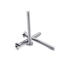 Vista 96 de MroMax 30 tornillos de máquina Phillips de cabeza plana M2 x 0.197 in, acero inoxidable 304 18-8, rosca completa, tornillos de cabeza cruzada gris