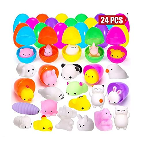 XIAONI Plastic Easter Eggs,2.5 Inches Plastic Eggs Fillable,Surprise Eggs with Toys Inside,Bright Plastic Easter Eggs for Easter Egg Hunt,for Easter Party Favor (24PCS)