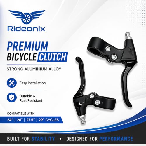Image of Aluminium Bicycle Brake Lever Set | Durable Black Disc & Power Brake Clutch /Lever for All Cycles | Universal Cycle Brake Handle Set for MTB, Road & Kids Bicycles
