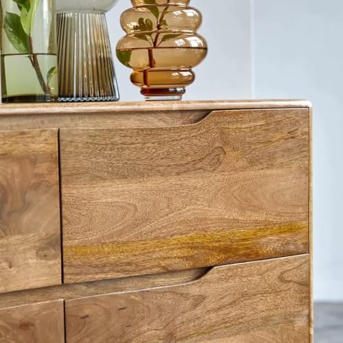 Image of Solid sheesham Wooden Chest of Drawer for Bedroom | Pure Solid Wood Tall Dresser with 6 Drawers Storage for Home, (100D x 40W x 100H Centimeters)