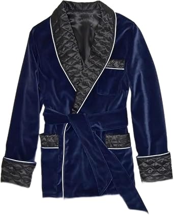 Blue Robe Men, Blue Velvet Quilted Smoking Jackets,Dinner Christmas Party Wear Velvet Jacket Smoking