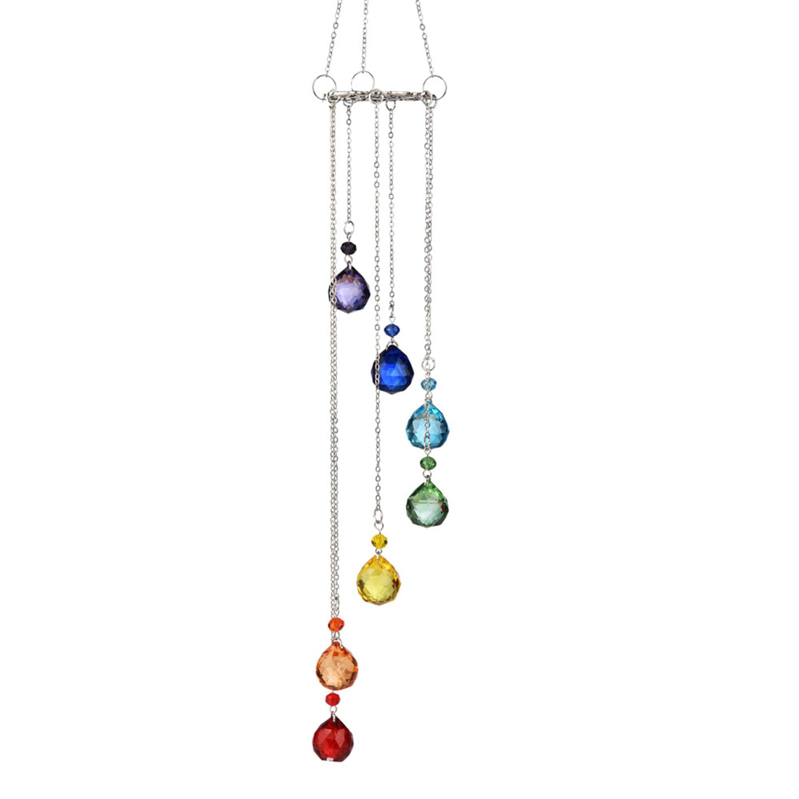 Zwwaazhf Seven Colors Decorative Crystal Windchimes Suncatchers Pendants Window Hanging Decoration Ornament For Home Aesthetic Decors Gift Crystal Windchimes