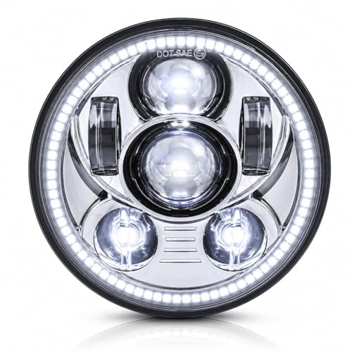 Eagle Lights 8900CG3H 5 3/4" Headlight with White Halo Ring for Harley Davidson and Indian Motorcycles - Generation III/Chrome Kit