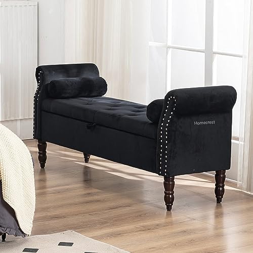 Image of Cleobury Storage Couch Bench Ottoman Bench 2 Seater Sofa Settee for livingroom badroom Office (Black)