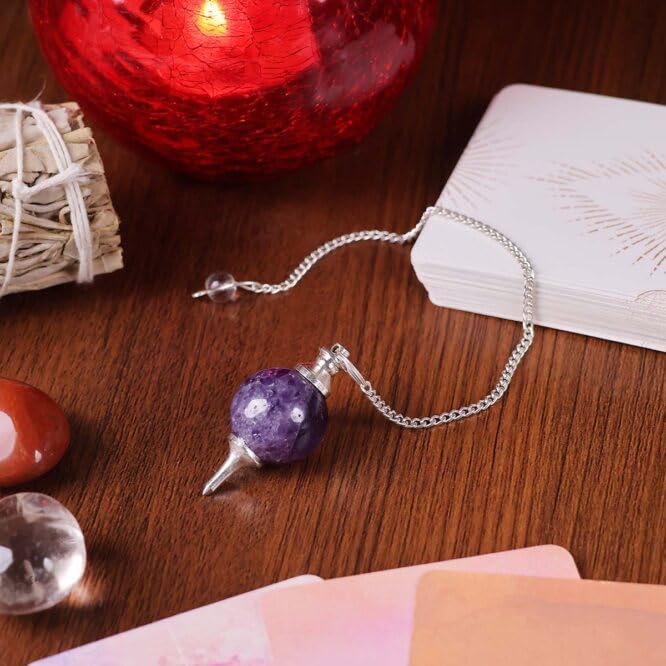 Natural Amethyst Healing Crystal Pendulum | Positive Gemstone Pendulum Dowser for Spiritual Practices | Healing Crystals for Reiki, Meditation, Chakra Balancing | Feng Shui Vastu Decor 3
