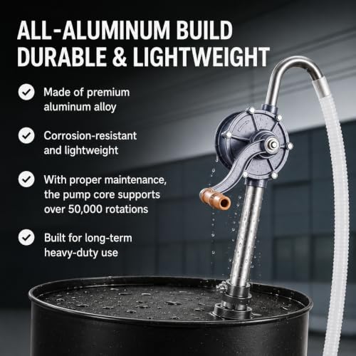 Image of 55 Gallon Barrel Pump Hand Transfer Pump - All-Aluminum Drum Pump for 5-55 Gallon Drums, Heavy Duty Manual Oil Pump for Diesel Kerosene & Non-Corrosive Fluids