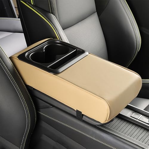 に適用ミニ mini Cooper R55 R56 R57 R58 F55 F56 F57 F60 車用アームレスト肘掛けクッション け レザー素材 ドリンクホルダー付き 防水 傷防止 ドリンクホルダー付き 柔らか 疲労を軽減 車用収納ボックス 取り付け簡