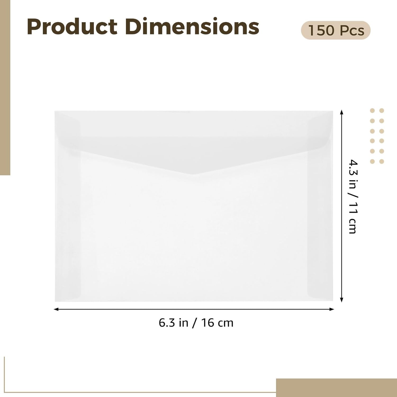 150 Pcs Glassine Envelopes 4.5x6.6 Inch (Fits 4x6 Cards), Translucent Vellum Envelopes for Wedding Invitations, A6 Frosted Paper Bags for Photos, Greeting Cards, Lotto Ticket Gift Stamp