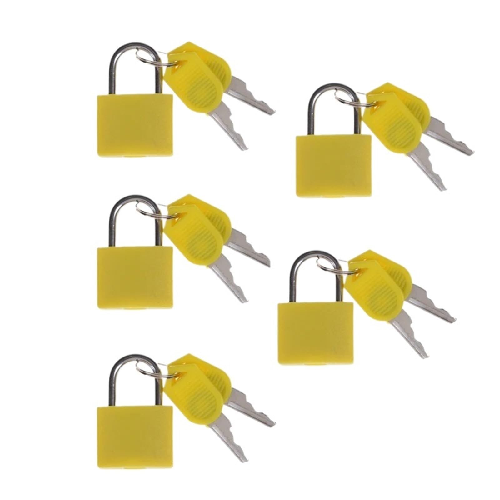 Lock Luggage 5PCS 22mm Small Mini Strong Steel Padlock Travel Suitcase Diary Lock with 2 Keys(5pcs Yellow)