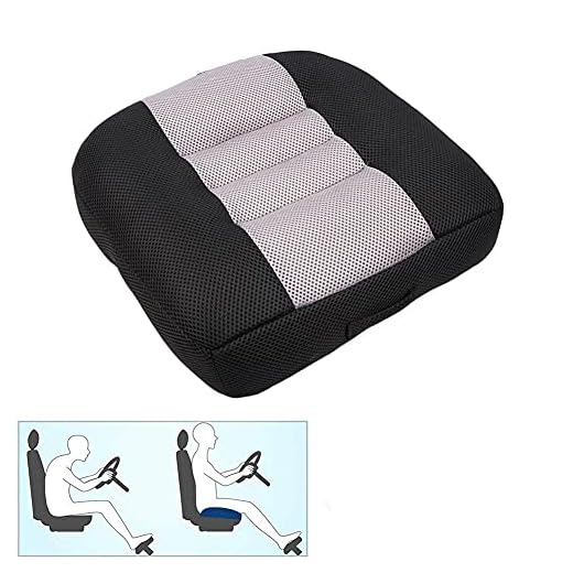 Car Booster Seat Cushion Raise The Height for Short People Driving Hip (Tailbone) and Lower Cack Fatigue Relief Suitable for Trucks, Cars, SUVs, Office Chairs, Wheelchairs (Black and Gray)
