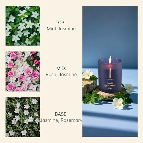 Arcasire Scented Candles Gifts for Women & Men, Mint & Jasmine Scented, 8oz Hand-Poured Natural Soy Wax, 48H Long-Burning, Luxury Candle Gift for Birthday, Wedding, Home, Spa, Yoga - Image 6